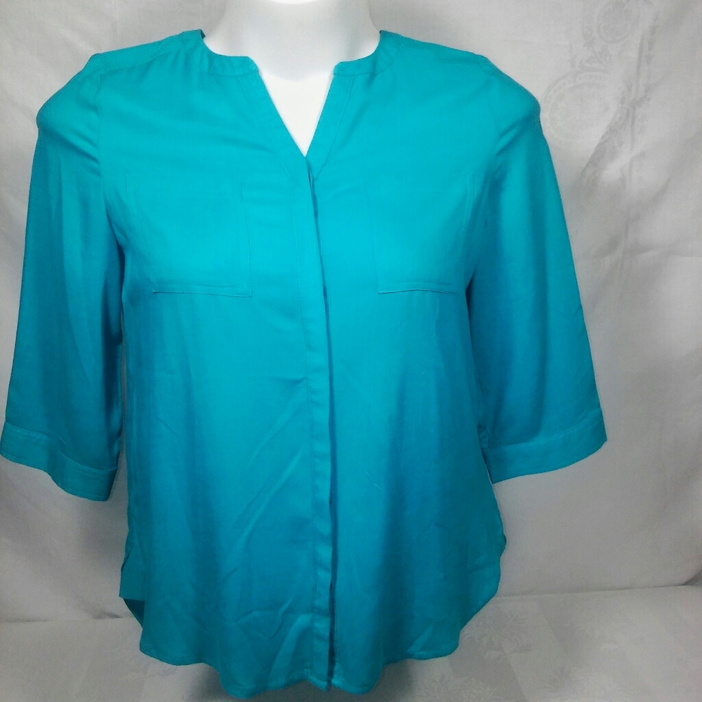 Chico's button down three quarter sleeve blouse .